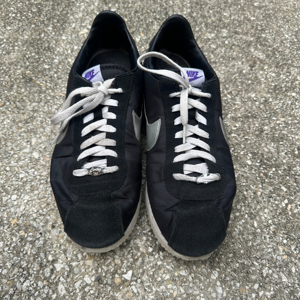 Nike Cortez Basic Nylon Los Angeles Black Silver Purple CI9873-001 Mens 11.5